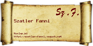 Szatler Fanni névjegykártya